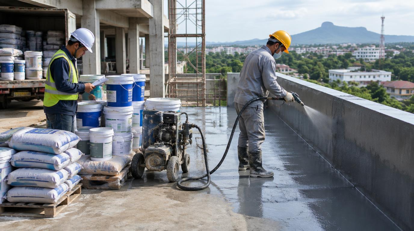 Thi công: Giao hàng đến công trình và hỗ trợ máy phun yếu tố quyết định tiến độ thi công