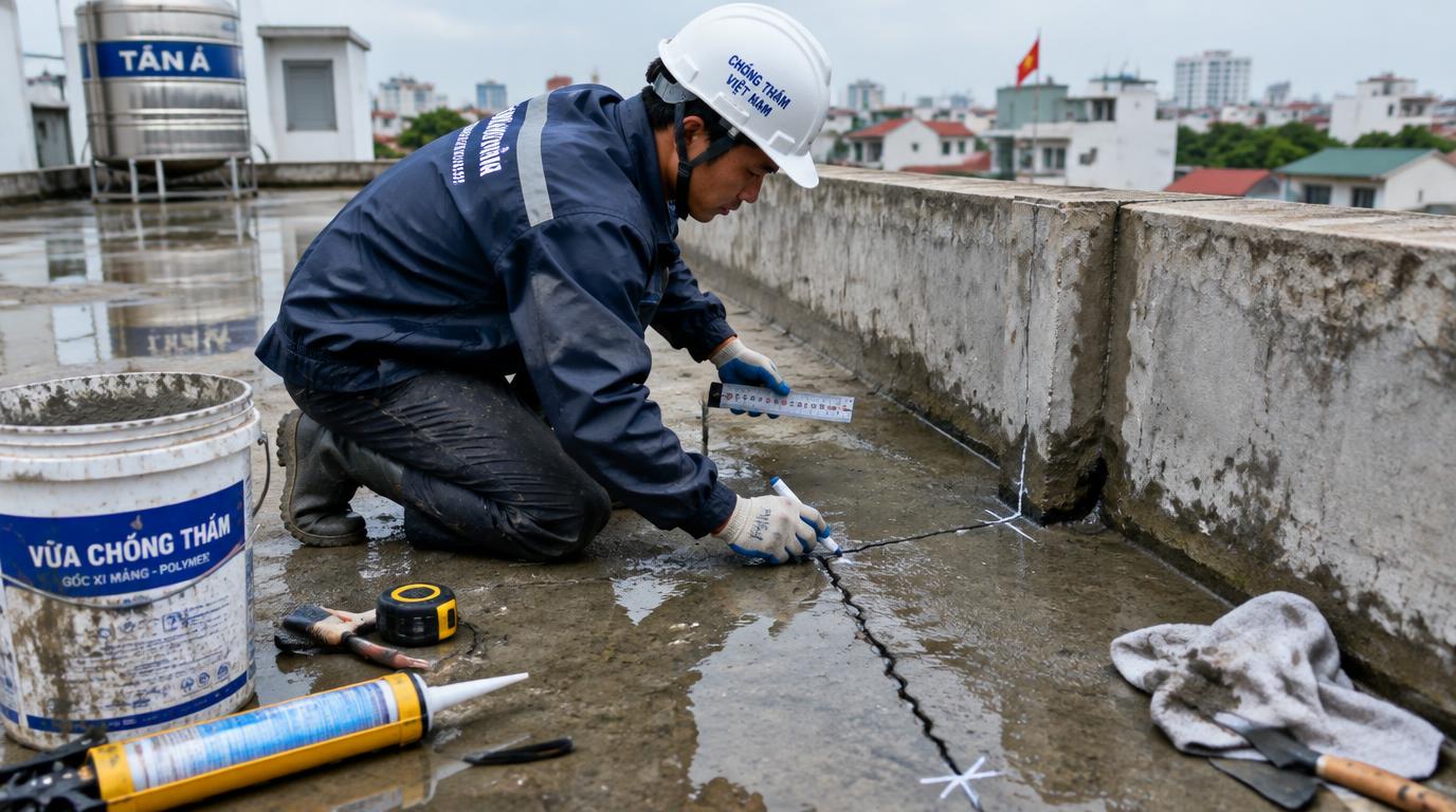 Thi công: Sửa đúng đường nước xâm nhập trước khi phủ toàn sàn
