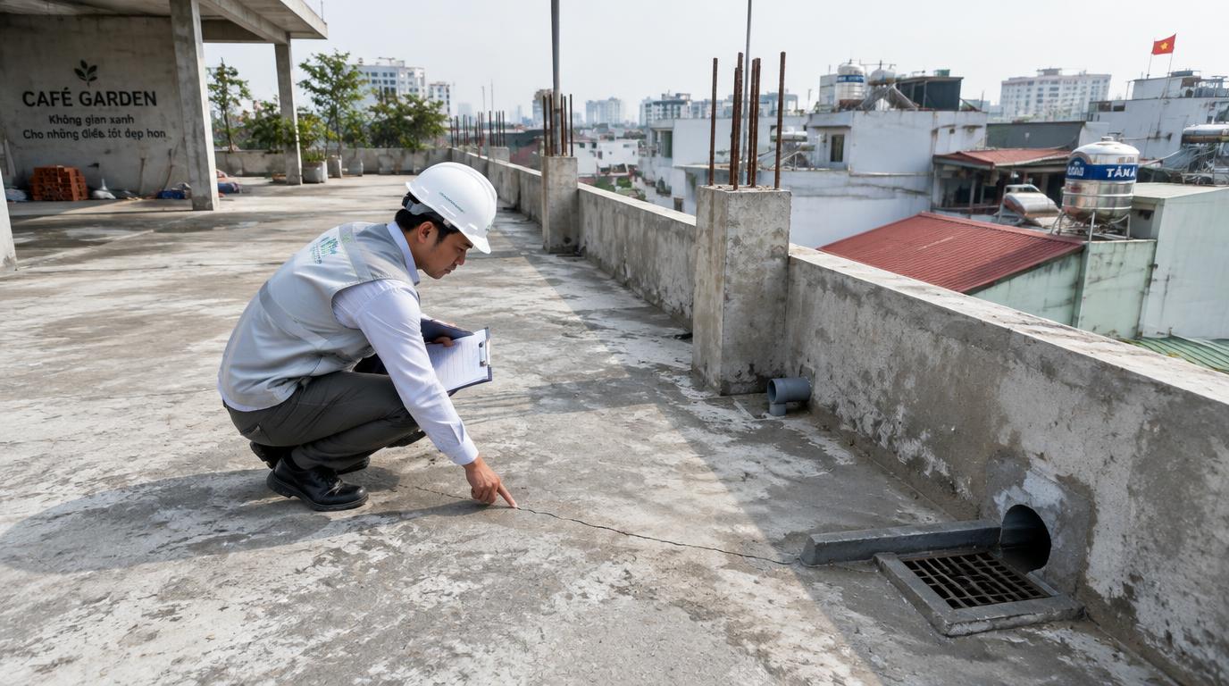 Thi công: Trước khi chọn vật liệu sân thượng có đủ điều kiện mở quán không