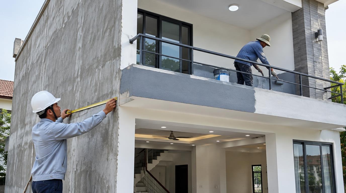 Thi công: Vì sao diện tích sàn không phải diện tích tính tiền sơn