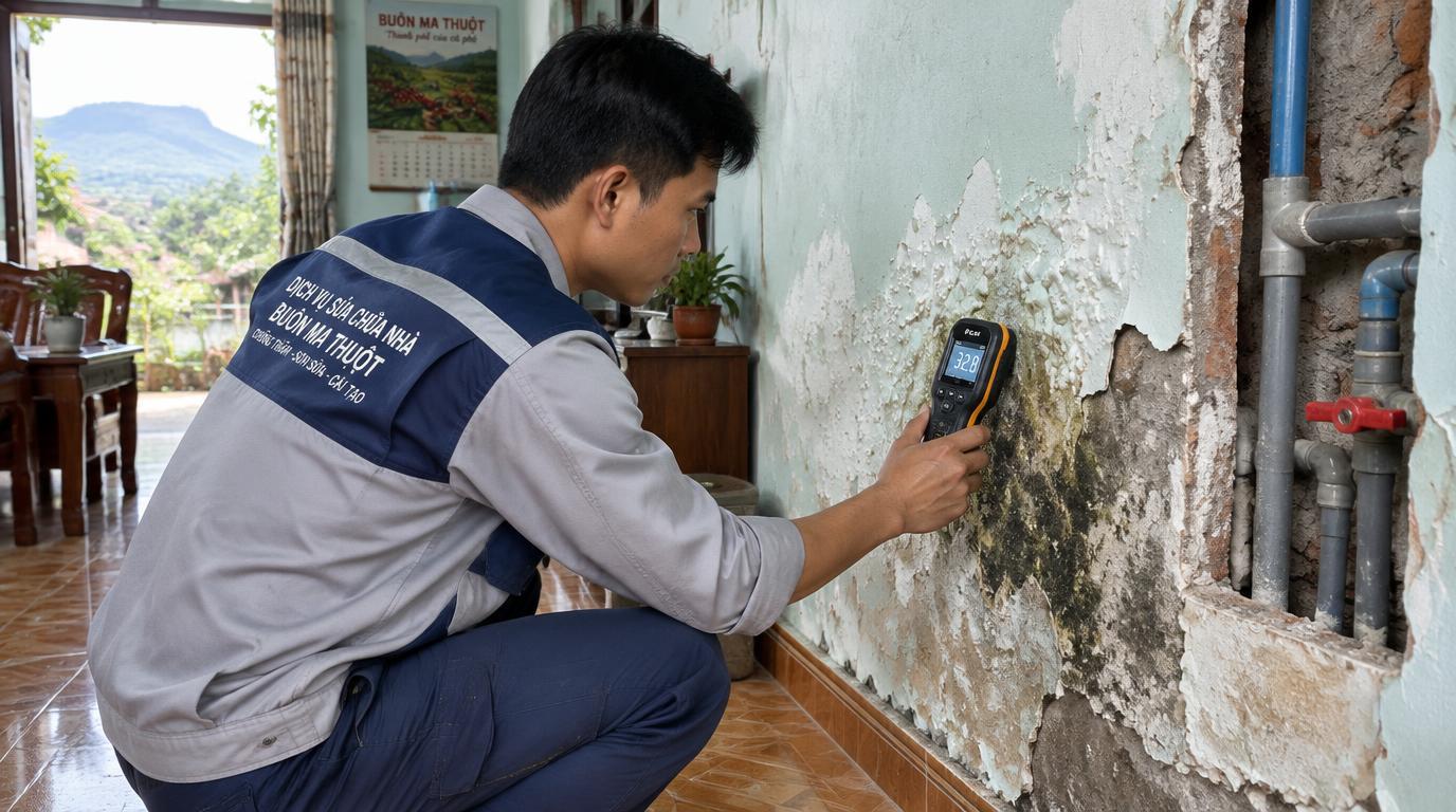 Thi công: Nhìn vết hư hỏng để quyết định sơn lại hay phải sửa nguồn ẩm trước